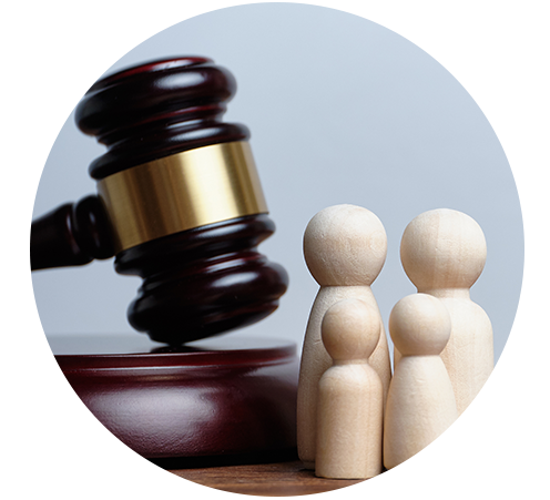Gavel and toy family, family law